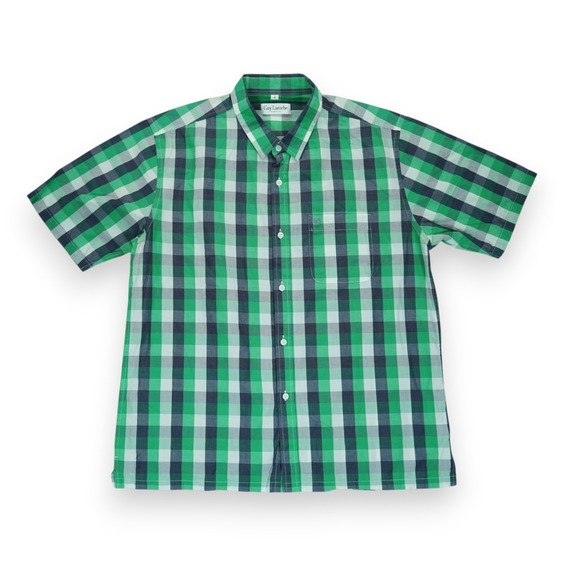 Guy Laroche Paris Men's Short Sleeve Shirt Plaid Colorful Button Up Size 6 US XL - Picture 1 of 4